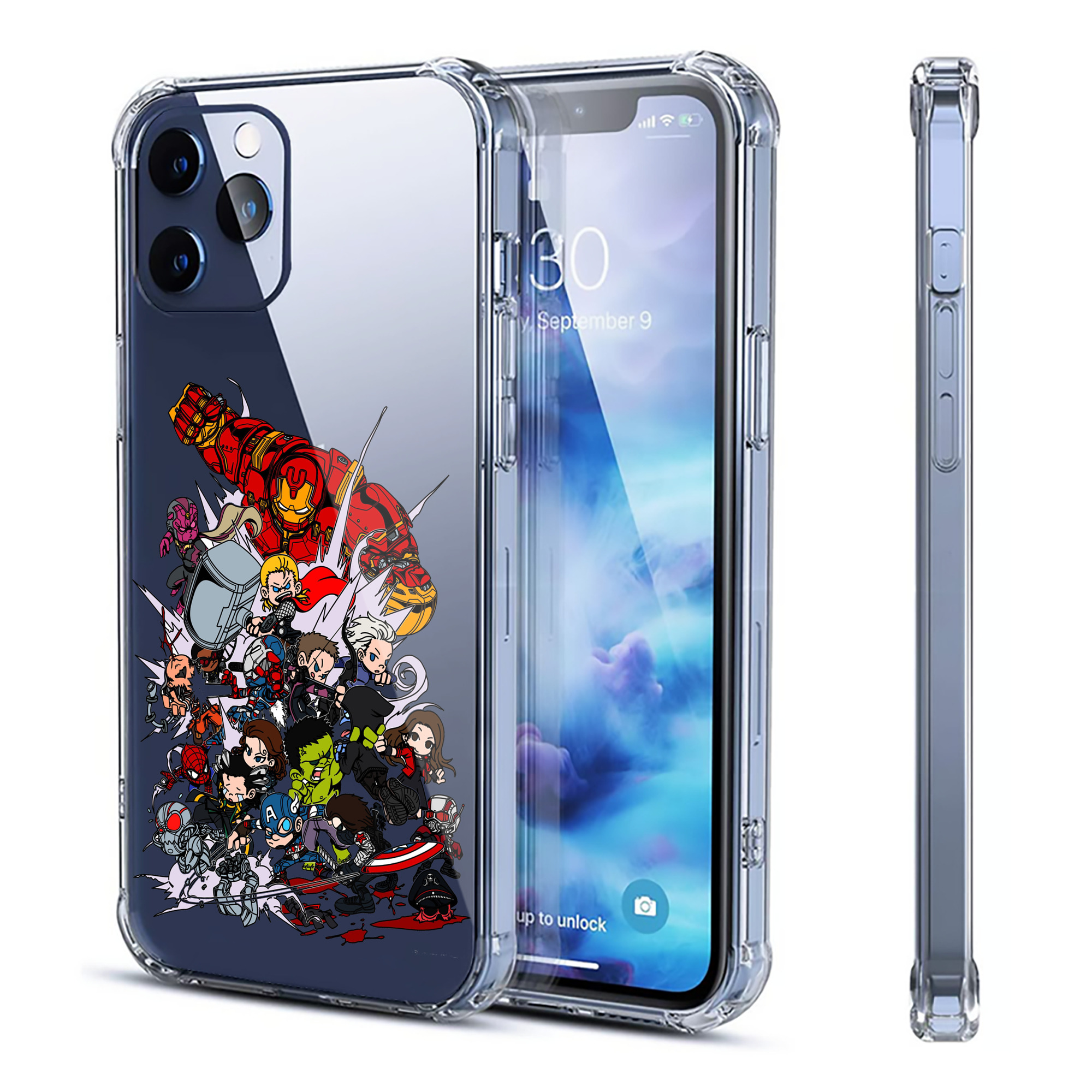 （画像用） アベンジャーズ The Avengers 【iPhone 12シリーズ対応】透明スマホケース（クリアソフトケース）
